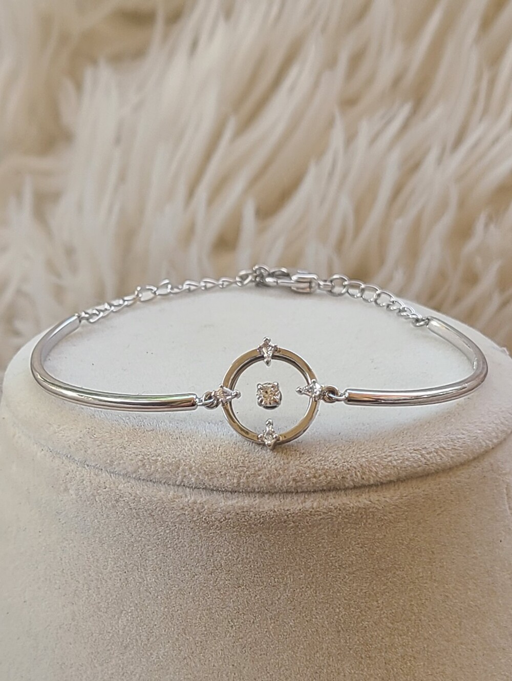 Swarovski North Bangle Rhodium Plated Silver Tone Size M- Excellent Condition